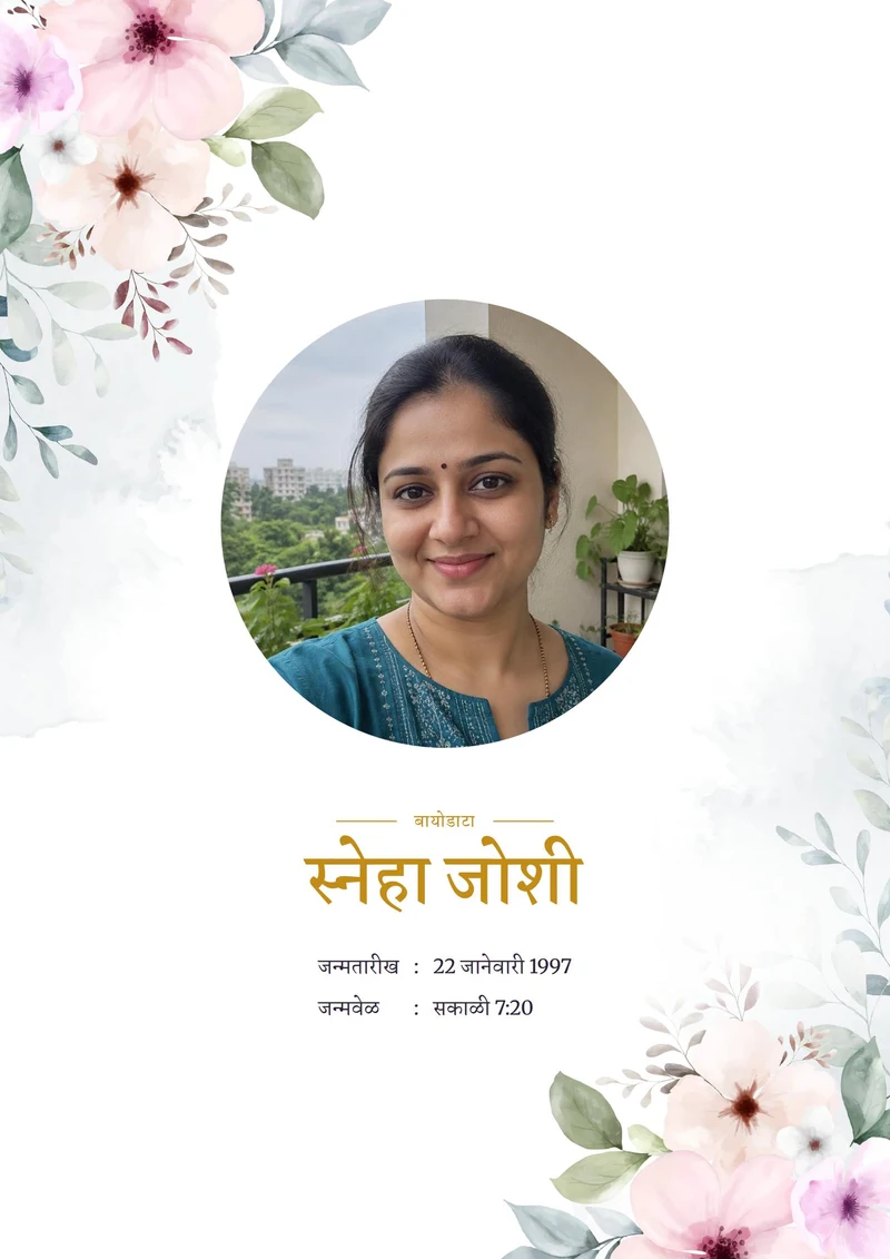 Marriage biodata sample for a boy — Maharashtrian biodata in Marathi, Mauve Garden design