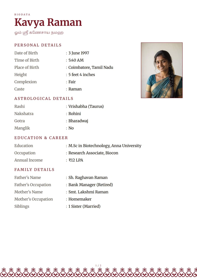 Maroon marriage biodata design