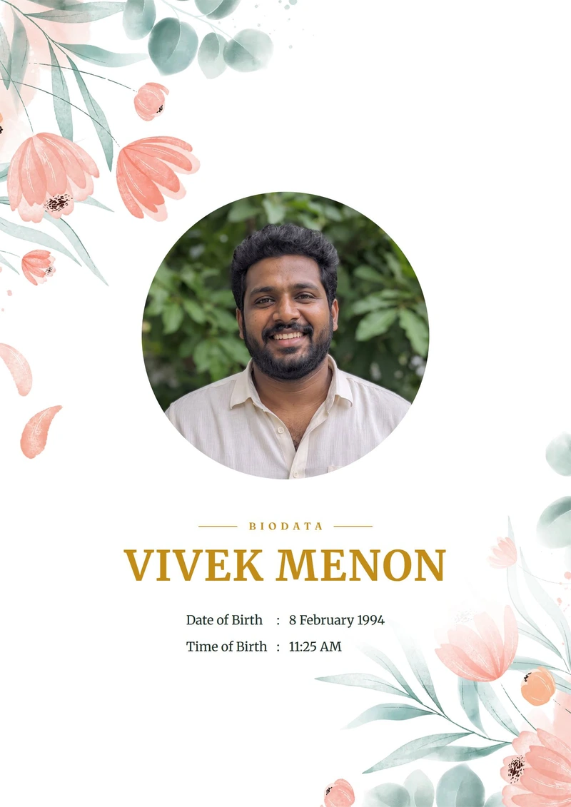 Coral Bloom marriage biodata design
