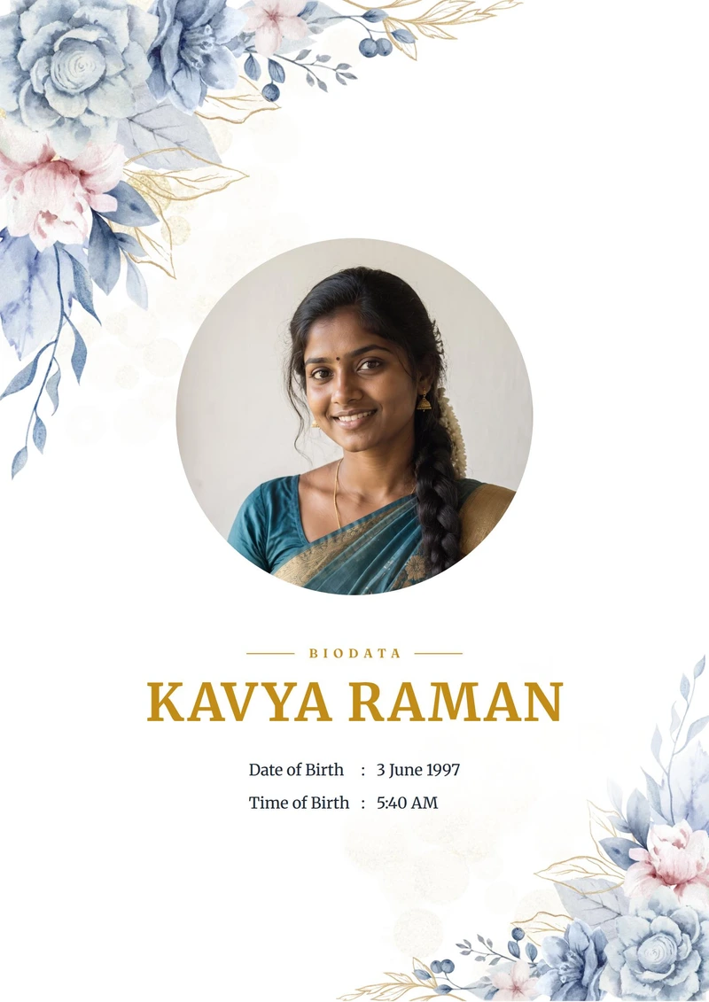 Indigo Rose marriage biodata design