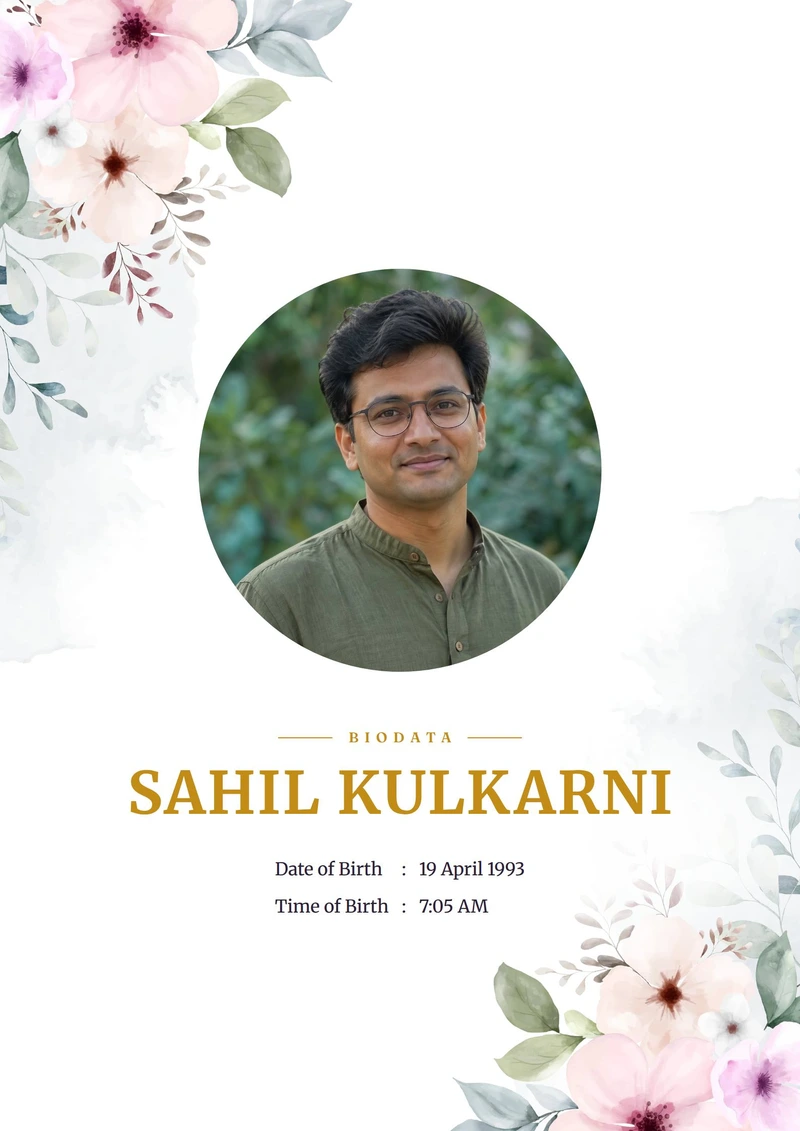 Mauve Garden marriage biodata design