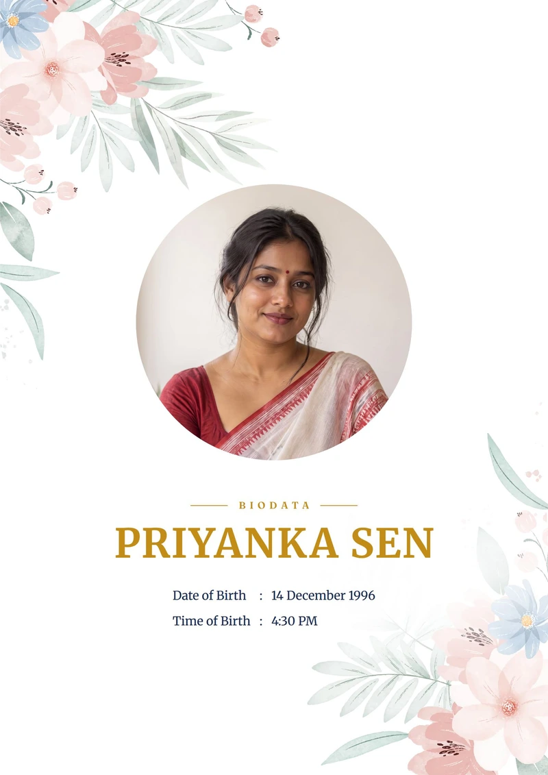 Powder Rose marriage biodata design